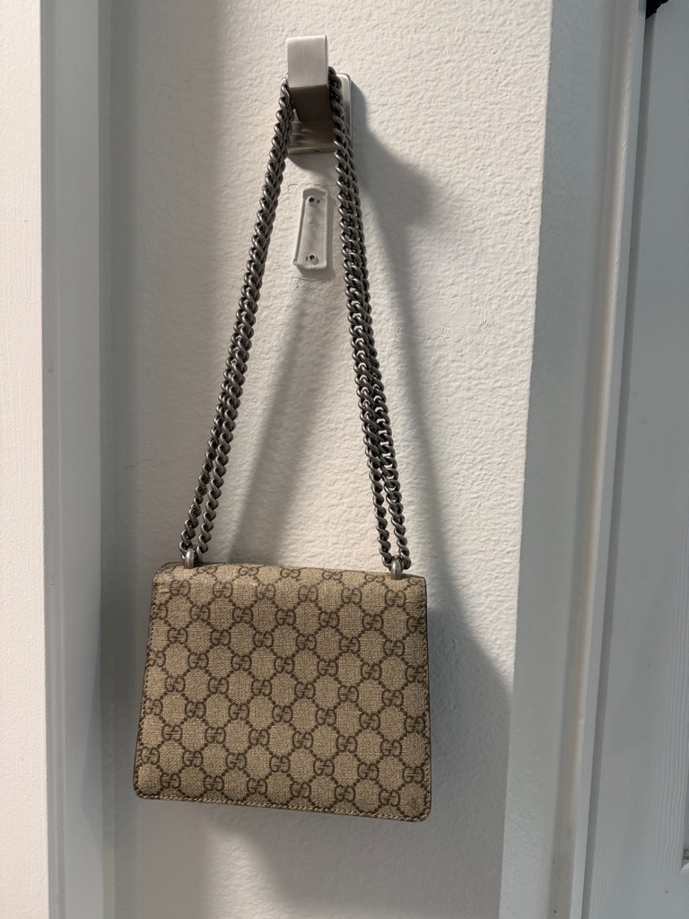 Gucci Dionysus Beige Monogram Shoulder Bag with Silver Chain - Picture 10 of 12